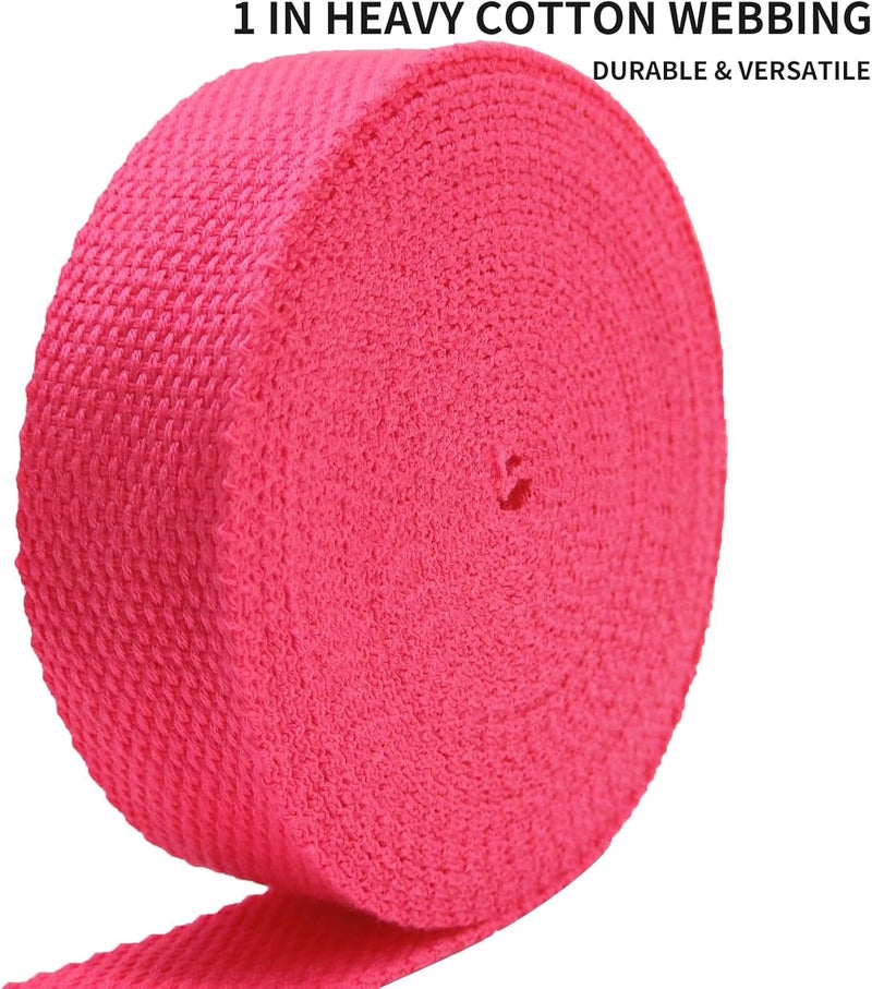 Evora 1 inch Cotton Webbing Braid Handles Bag Strap 15ft High Density Webbing Plain Weave Straps for Cloth Tote Bag, Pet Collars, DIY Projects, Crafts, Outdoor Accessories (Neon Rose 575) - Image 4